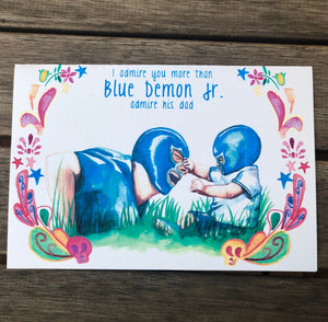 Blue demon greeting card
